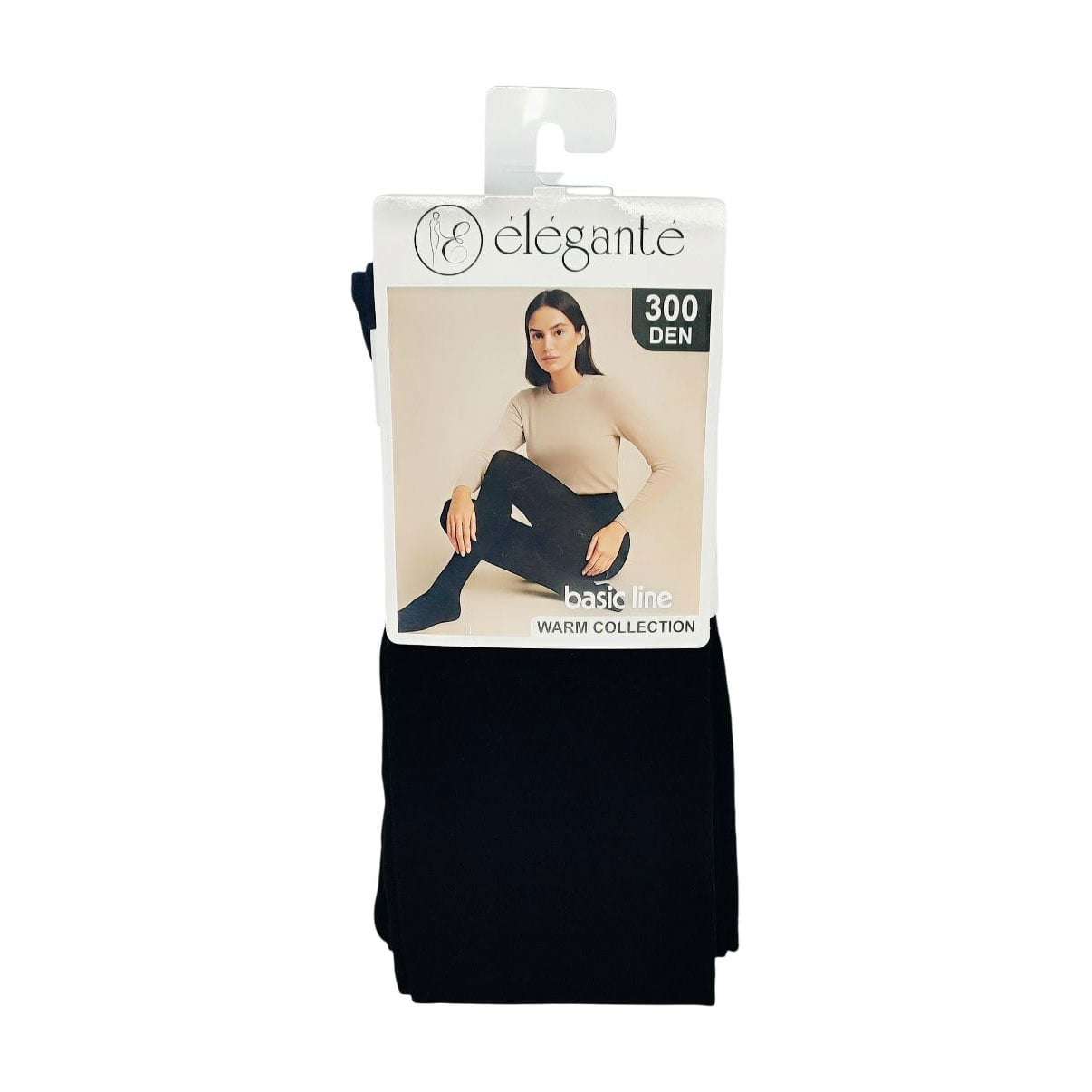 Колготи жіночі бавовняні Elegante Basic Line, 300 DEN, Nero, розмір 2
